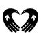 Help Hope Illustration Logo Design Hands icons and symbols. Vector heart bird