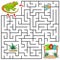 Help Iguana to find the right path to Zoo, ball, bush. 3 entrances, 3 way. Square Maze Game with Solution. Answer under the layer