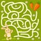 Help little bunny find path to carrot. Labyrinth. Maze game for kids