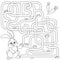 Help little bunny find path to carrot. Labyrinth. Maze game for kids. Black and white vector illustration for coloring book