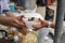 Help serving free food to the poor Needy : concept Sharing Food With Homeless