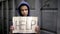 Help sign in begging afro-american boys hands, stop war, refugee problem