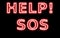 help sos neon sign retro red Abstract resembling 24 hours neon sign