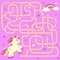 Help unicorn find path to rainbow. Labyrinth. Maze game for kids