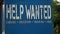 Help wanted careers education training jobs printed in white on side of blue