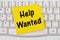 Help Wanted Internet Application, computer keyboard and sticky n