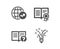 Help, World statistics and Diploma icons. Inspiration sign. Documentation, Global report, Document with badge. Vector