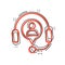 Helpdesk icon in comic style. Headphone cartoon vector illustration on white isolated background. Chat operator splash effect