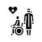 helping and caring for disabled people at home glyph icon vector illustration