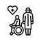 helping and caring for disabled people at home line icon vector illustration