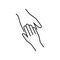 Helping hand, charity, solidarity linear icon. Symbol of interaction, helping children, volunteer. Design element for