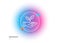 Helping hand line icon. Charity gesture sign. Startup plant. Gradient blur button. Vector