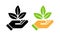 Helping hand, plant icon. agriculture, ecology, green concept. Growth development concept Natural product symbol. Vector