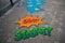 HELSINGBORG, SWEDEN: Beautiful colorful drawings on the asphalt