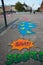 HELSINGBORG, SWEDEN: Beautiful colorful drawings on the asphalt