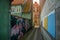 Helsingor, Denmark: Beautiful graffiti on the wall. Street view with colorful buildings in Elsinore, Denmark