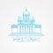 Helsinki cathedral detailed vector illustration. Linear style