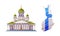 Helsinki Cathedral and Map Boundary as Finland Symbol and Attribute Vector Set