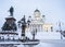 Helsinki Cathedral at twilight in winter