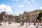 Helsinki, Finland - August 5, 2018: Famous Ateneum art museum in Helsinki. Tram going past and people walk down the street on a