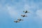 Helsinki, Finland - August 6 2021: KAIVARI-21 AIRSHOW, Finnish air force display team Midnight Hawks flying in line formation