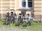 Helsinki, Finland. Bikes on the parking near house