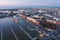 Helsinki. Finland. Bird eye view of the city from the Gulf of Finland, aerial view