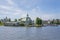 Helsinki, Finland - July 15, 2020: View to the island Valkosaari White Island and restaurant NJK in summer