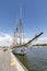HELSINKI, FINLAND - JUNE 10, 2017: Timber made tall sailboat at