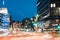 Helsinki, Finland. Night View Of Traffic Light Trails In Kaivoka