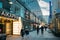 Helsinki, Finland. People Walking On Ateneumgranden Street In Winter Day