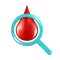 Hematology logo - realistic red drop and loupe