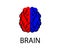 Hemispheres of the human brain on a white background. Symbol. Vector