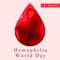 Hemophilia World Day Poster. Emblem medical sign for 17 april. World blood donor day. Vector illustration