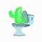 Hemorrhoids concept. cactus grows in the toilet