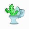 Hemorrhoids concept. cactus and toilet