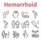 Hemorrhoids line icon Infographics. Vector signs for web graphics.
