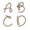 Hemp rope capital letters alphabet - letters A-D