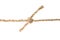 Hemp rope with knot on white background