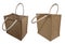 Hemp sack cloth bag soft brown color on white background, Empty bag no object