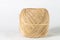 Hemp twine ball on white background with copy space