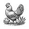 Hen and Chicks Vintage Farm engraving vector