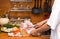 Hen on a chopping board