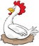 Hen or female chicken cartoon farm bird character