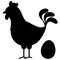 Hen laying egg, Rooster icon, cock black silhouette