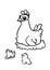 Hen mom mother hen plans little chicks children illustration coloring cartoon