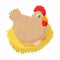 Hen in the nest icon, cartoon style