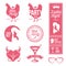 Hen party design elements set. Ladies night stamps