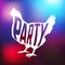 Hen party logotype with chicken silhouette and