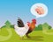 Hen and Rooster Walking On the Farm. Vector Illustration